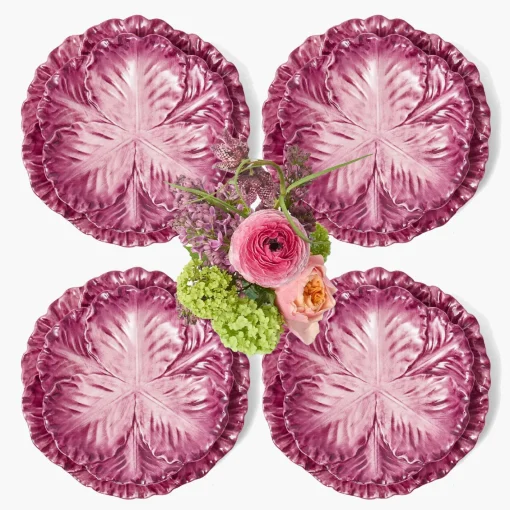 Summer Crockery | Crockery Sets<Mrs. Alice Serena Aubergine Cabbage Dinner & Starter Plates (Set of 8)