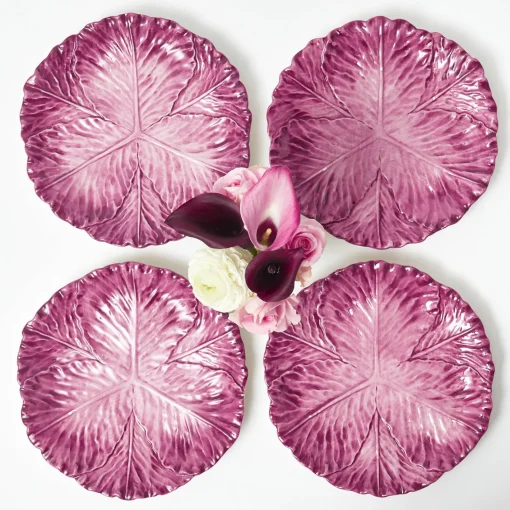 Summer Crockery | Dinner Plates<Mrs. Alice Serena Aubergine Cabbage Dinner Plates (Set of 4)