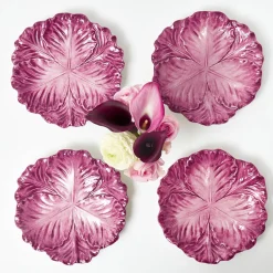 Summer Crockery | Starter Plates<Mrs. Alice Serena Aubergine Cabbage Starter Plates (Set of 4)