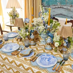 Summer Table Linen | Napkins<Mrs. Alice Serena Blue & Caramel Napkins (Set of 4)