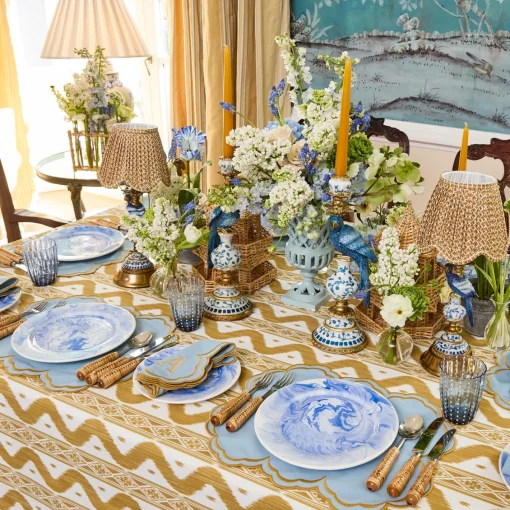 Summer Table Linen | Napkins<Mrs. Alice Serena Blue & Caramel Napkins (Set of 4)