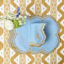 Summer Table Linen | Napkins<Mrs. Alice Serena Blue & Caramel Napkins (Set of 4)
