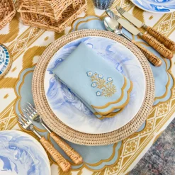 Summer Table Linen | Beautiful Blue<Mrs. Alice Serena Blue & Caramel Placemats & Carnation Napkins (Set of 4)