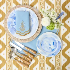 Summer Table Linen | Placemats<Mrs. Alice Serena Blue & Caramel Placemats (Set of 4)