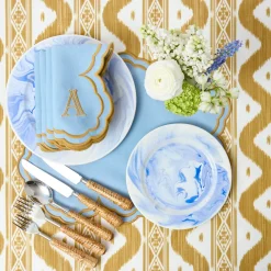 Summer Table Linen | Table Linen Sets<Mrs. Alice Serena Blue & Caramel Placemats & Napkins (Set of 4)