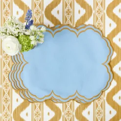 Summer Table Linen | Table Linen Sets<Mrs. Alice Serena Blue & Caramel Placemats & Napkins (Set of 4)