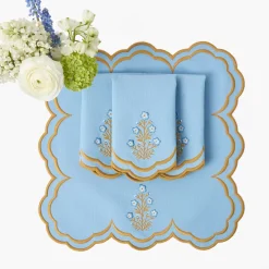 Summer Table Linen | Napkins<Mrs. Alice Serena Blue Carnation Napkins (Set of 4)