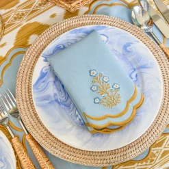 Summer Table Linen | Napkins<Mrs. Alice Serena Blue Carnation Napkins (Set of 4)