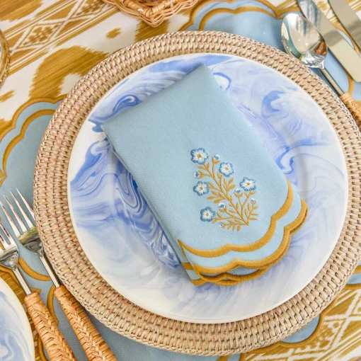 Summer Table Linen | Napkins<Mrs. Alice Serena Blue Carnation Napkins (Set of 4)