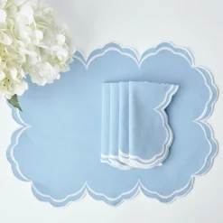 Table Linen Sets | Mrs. Alice Monogram<Mrs. Alice Serena Cornflower Blue Placemats & Napkins (Set of 4)