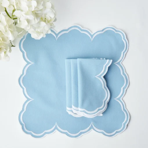Table Linen Sets | Mrs. Alice Monogram<Mrs. Alice Serena Cornflower Blue Placemats & Napkins (Set of 4)