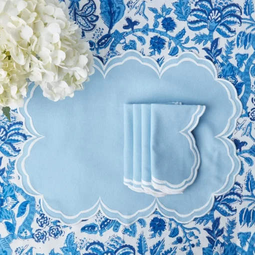Table Linen Sets | Mrs. Alice Monogram<Mrs. Alice Serena Cornflower Blue Placemats & Napkins (Set of 4)