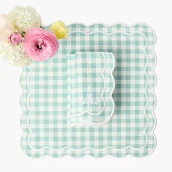 Summer Table Linen | Napkins<Mrs. Alice Serena Duck Egg Blue Gingham Napkins (Set of 4)