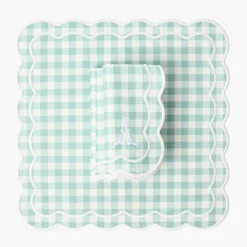 Summer Table Linen | Napkins<Mrs. Alice Serena Duck Egg Blue Gingham Napkins (Set of 4)