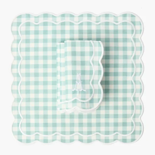 Summer Table Linen | Napkins<Mrs. Alice Serena Duck Egg Blue Gingham Napkins (Set of 4)