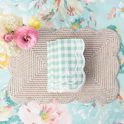 Summer Table Linen | Napkins<Mrs. Alice Serena Duck Egg Blue Gingham Napkins (Set of 4)