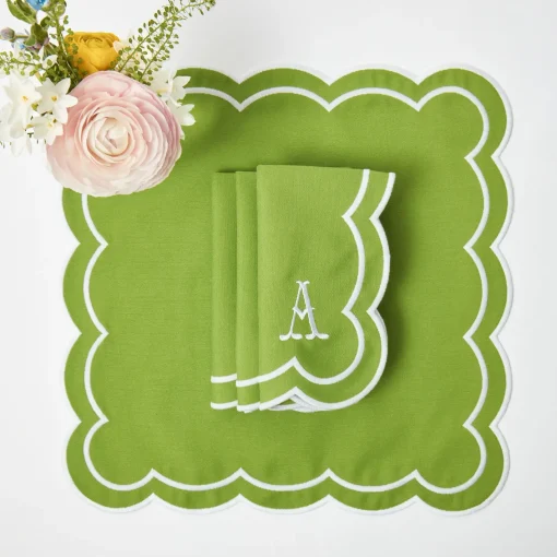 Napkins | Mrs. Alice Monogram<Mrs. Alice Serena Green Appliqué Napkins (Set of 4)