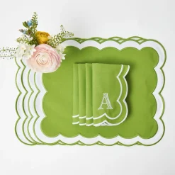 Table Linen Sets | Mrs. Alice Monogram<Mrs. Alice Serena Green Appliqué Placemats & Napkins (Set of 4)