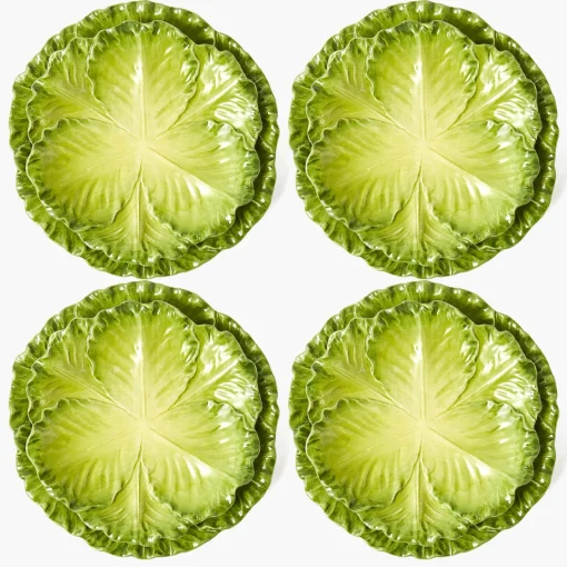 Crockery Sets<Mrs. Alice Serena Green Cabbage Dinner & Starter Plates (Set of 8)