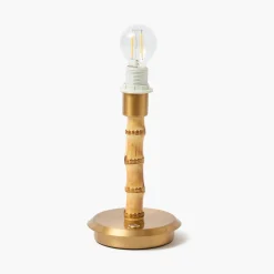 Rechargeable Table Lamps<Mrs. Alice Short Bamboo Rechargeable Lamp with Coral Lotus Shade (18cm)