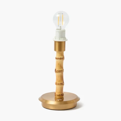 Rechargeable Table Lamps<Mrs. Alice Short Bamboo Rechargeable Lamp with Coral Lotus Shade (18cm)