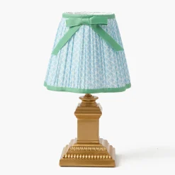 Rechargeable Table Lamps<Mrs. Alice Short Corinthian Square Rechargeable Lamp with Soft Blue & Green Lotus Bow Shade (18cm)