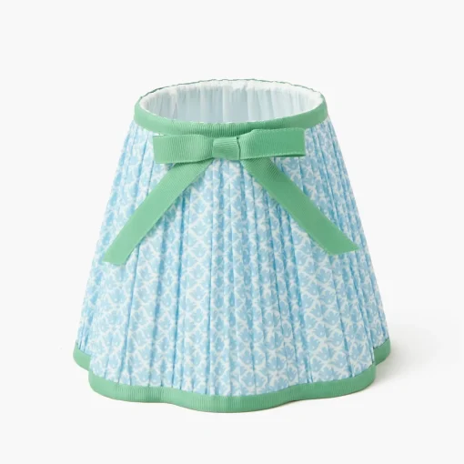 Rechargeable Table Lamps<Mrs. Alice Short Corinthian Square Rechargeable Lamp with Soft Blue & Green Lotus Bow Shade (18cm)