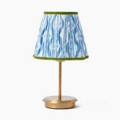 Rechargeable Table Lamps | Summer Lighting<Mrs. Alice Short Rechargeable Lamp with Blue & Green Ikat Shade (18cm)