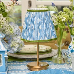 Rechargeable Table Lamps | Summer Lighting<Mrs. Alice Short Rechargeable Lamp with Blue & Green Ikat Shade (18cm)