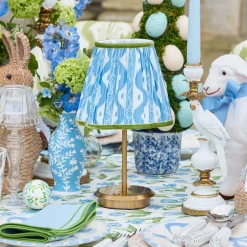 Rechargeable Table Lamps | Summer Lighting<Mrs. Alice Short Rechargeable Lamp with Blue & Green Ikat Shade (18cm)