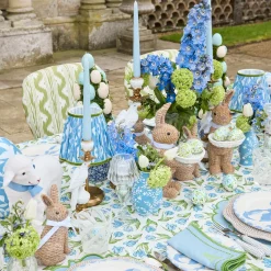 Rechargeable Table Lamps | Summer Lighting<Mrs. Alice Short Rechargeable Lamp with Blue & Green Ikat Shade (18cm)