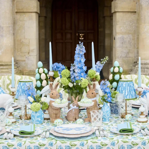 Rechargeable Table Lamps | Summer Lighting<Mrs. Alice Short Rechargeable Lamp with Blue & Green Ikat Shade (18cm)