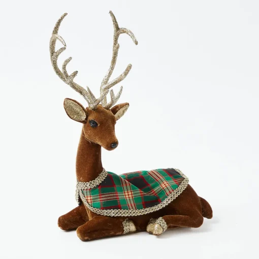 Christmas Decorations<Mrs. Alice Sitting Tartan Flocked Deer (Pair)