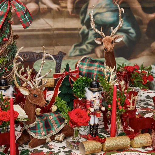 Christmas Decorations<Mrs. Alice Sitting Tartan Flocked Deer (Pair)