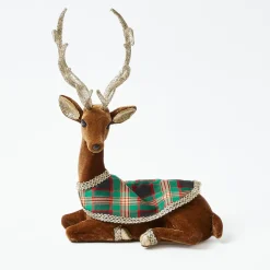 Christmas Decorations<Mrs. Alice Sitting Tartan Flocked Deer (Pair)