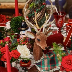Christmas Decorations<Mrs. Alice Sitting Tartan Flocked Deer (Pair)