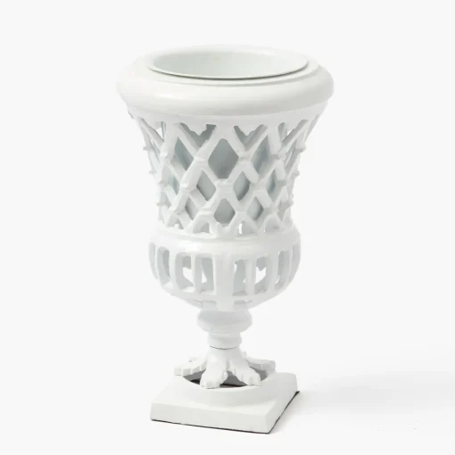 Vases | Vases & Planters<Mrs. Alice Small Adelaide White Lattice Urn Vase