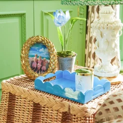 Trays | For The Millenial<Mrs. Alice Small Blue Lacquer Scalloped Tray
