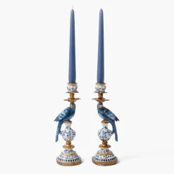 Summer Candleware | Candle Holders<Mrs. Alice Small Blue Parrot Candle Holder (Pair)