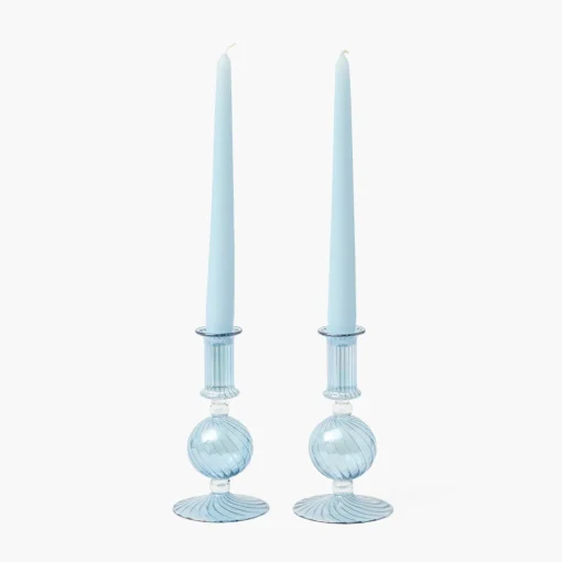 Summer Glassware | Summer Candleware<Mrs. Alice Small Camille Azure Candle Holders (Pair)