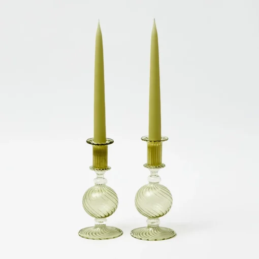 Summer Glassware | Summer Candleware<Mrs. Alice Small Camille Olive Candle Holder (Pair)