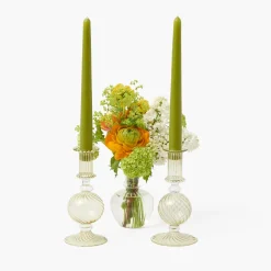 Summer Glassware | Summer Candleware<Mrs. Alice Small Camille Olive Candle Holder (Pair)