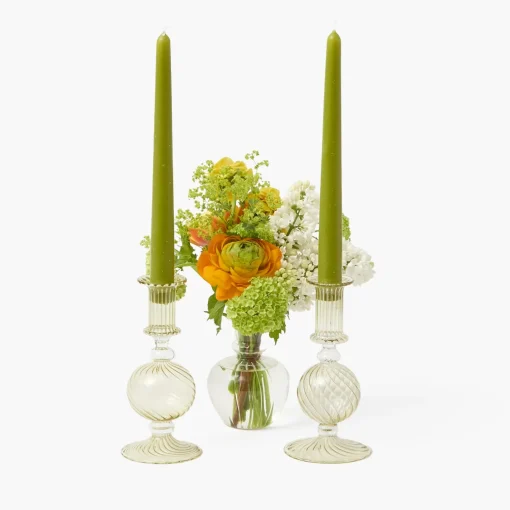 Summer Glassware | Summer Candleware<Mrs. Alice Small Camille Olive Candle Holder (Pair)