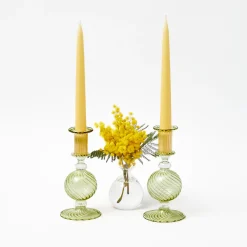 Summer Glassware | Summer Candleware<Mrs. Alice Small Camille Olive Candle Holder (Pair)