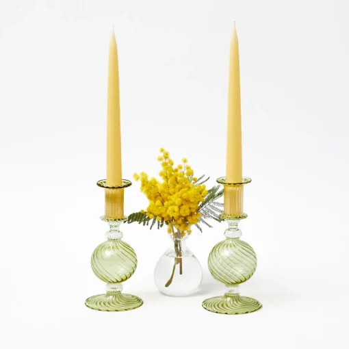 Summer Glassware | Summer Candleware<Mrs. Alice Small Camille Olive Candle Holder (Pair)