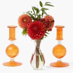 Candle Holders<Mrs. Alice Small Camille Orange Candle Holder (Pair)
