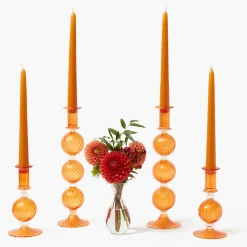 Candle Holders<Mrs. Alice Small Camille Orange Candle Holder (Pair)
