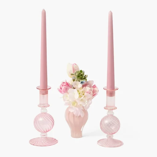 Summer Glassware | Summer Candleware<Mrs. Alice Small Camille Peony Candle Holder (Pair)