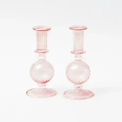 Summer Glassware | Summer Candleware<Mrs. Alice Small Camille Peony Candle Holder (Pair)