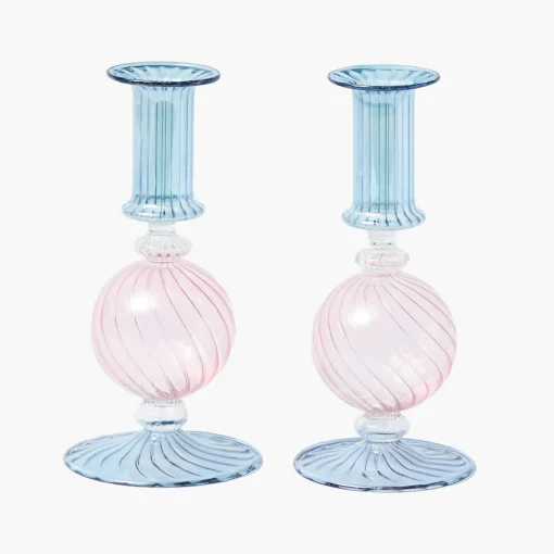 Candle Holders<Mrs. Alice Small Camille Pink & Blue Candle Holder (Pair)